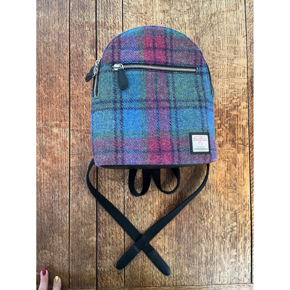 Harris Tweed mini backpack wool leather academia scottish tartan